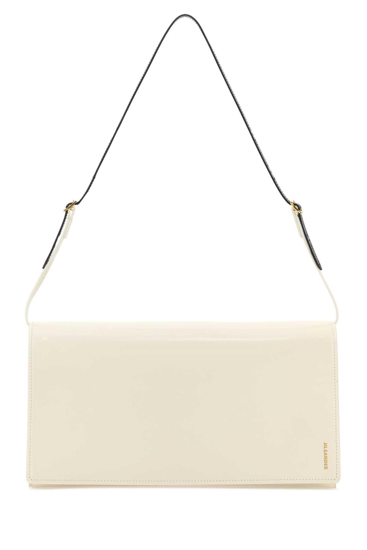 jil sander white leather medium file shoulder bag