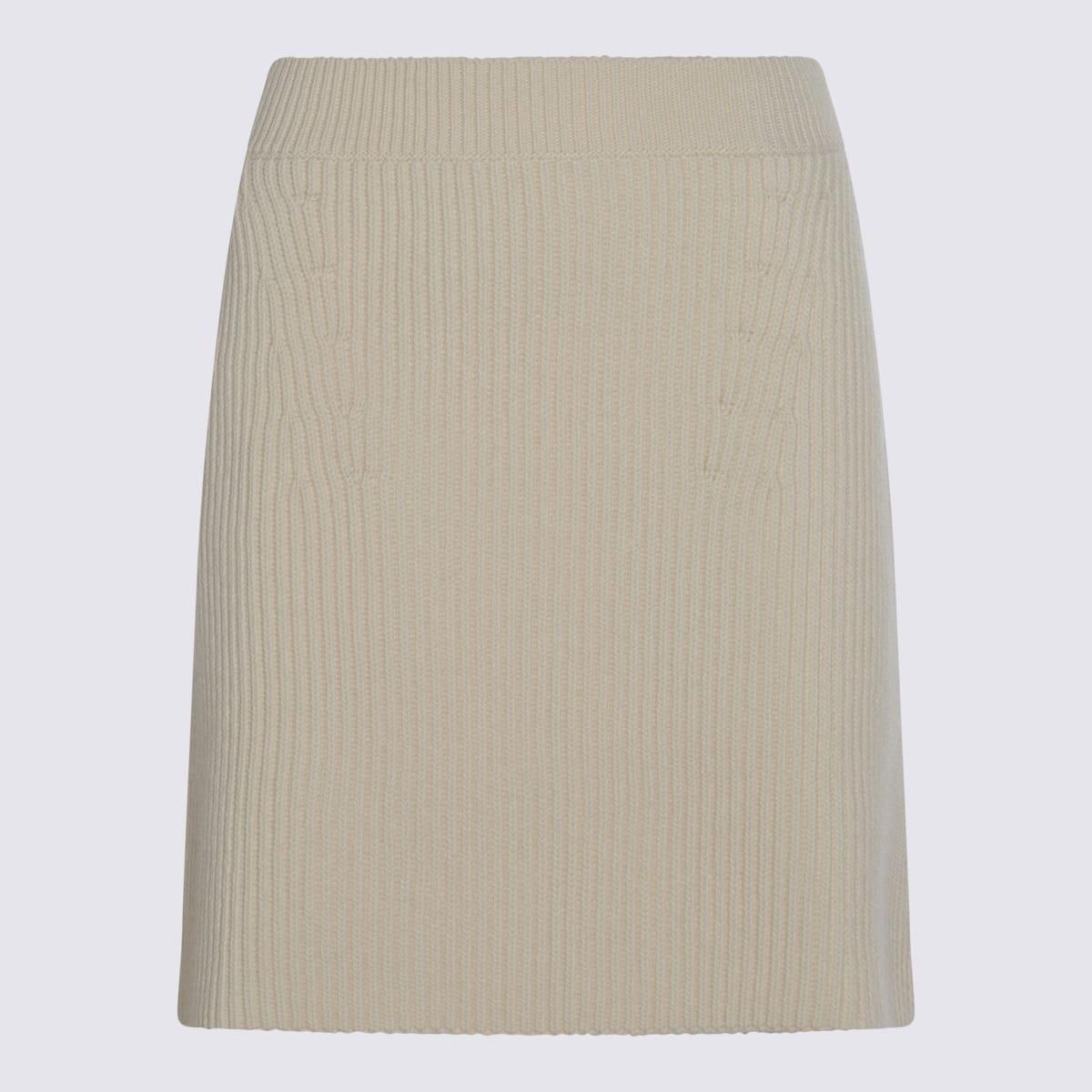 jil sander white wool skirt