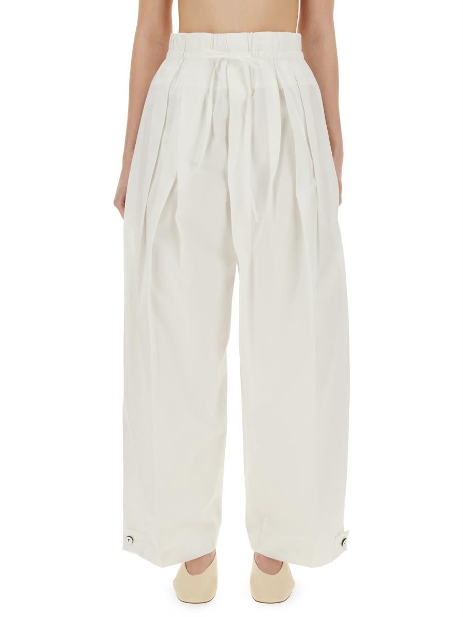 jil sander wide pants in cotton gabardine