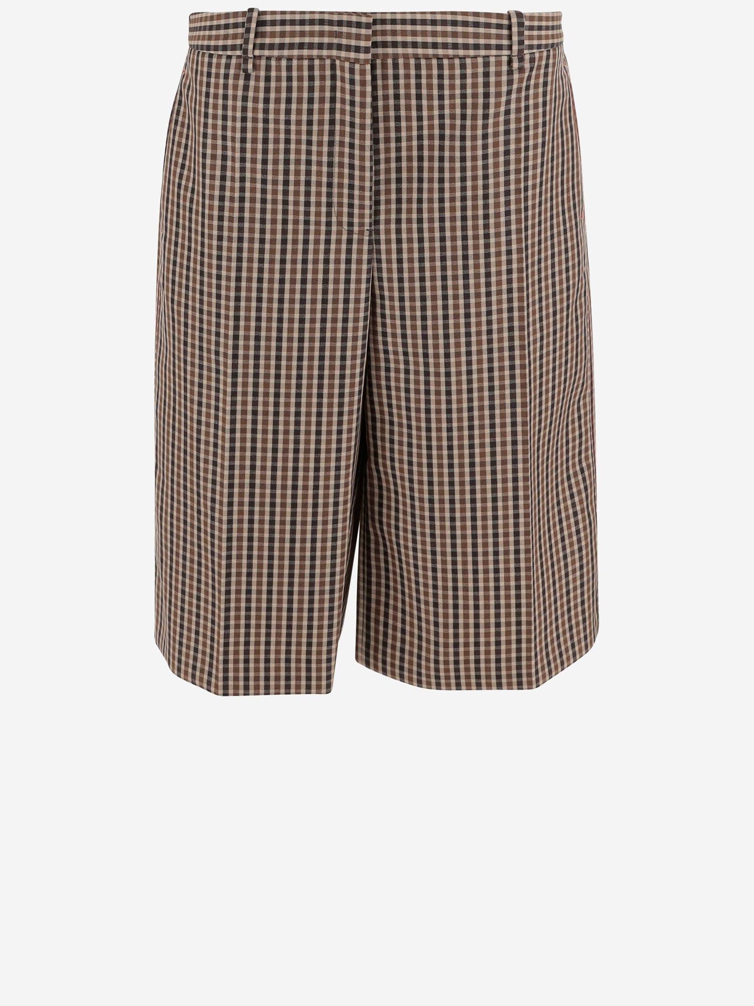 jil sander wool plaid pattern short pants