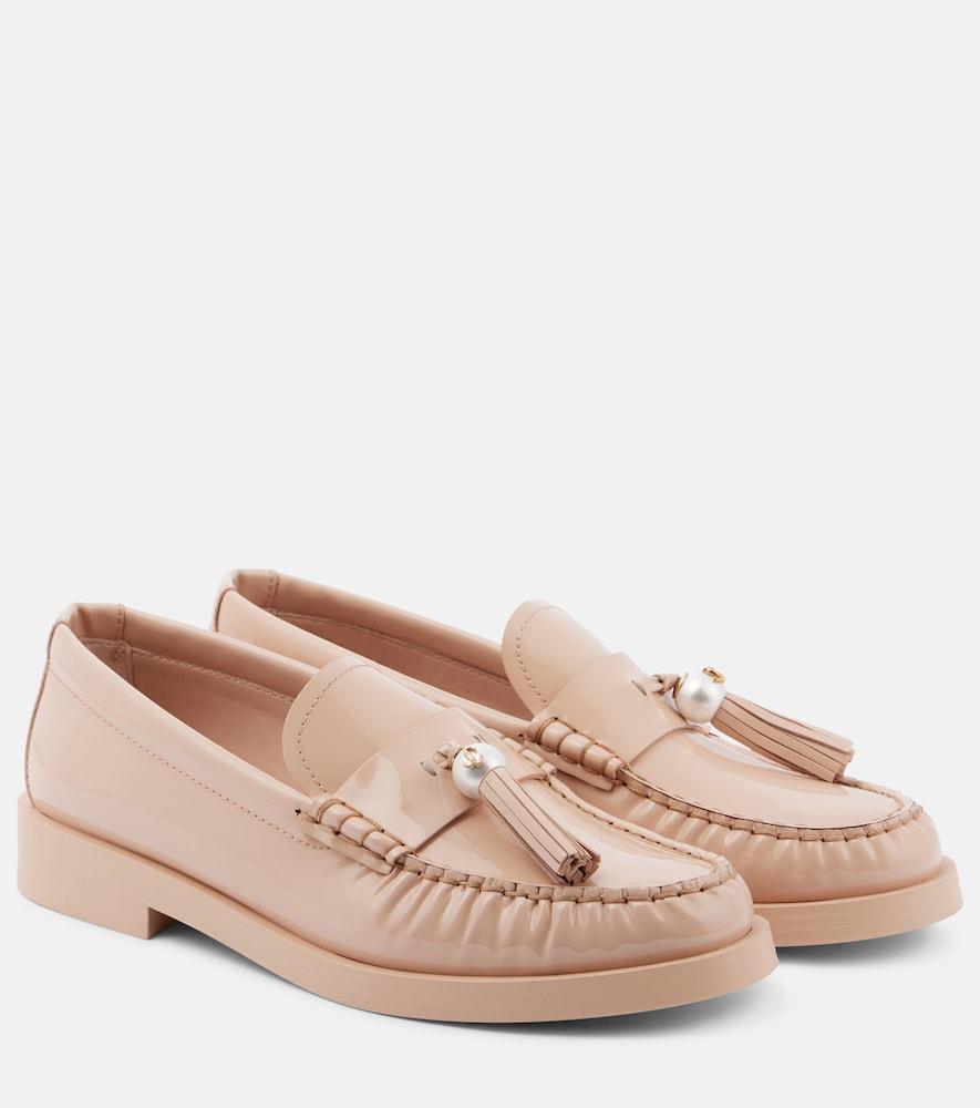 jimmy choo addie embellished patent leather loafers