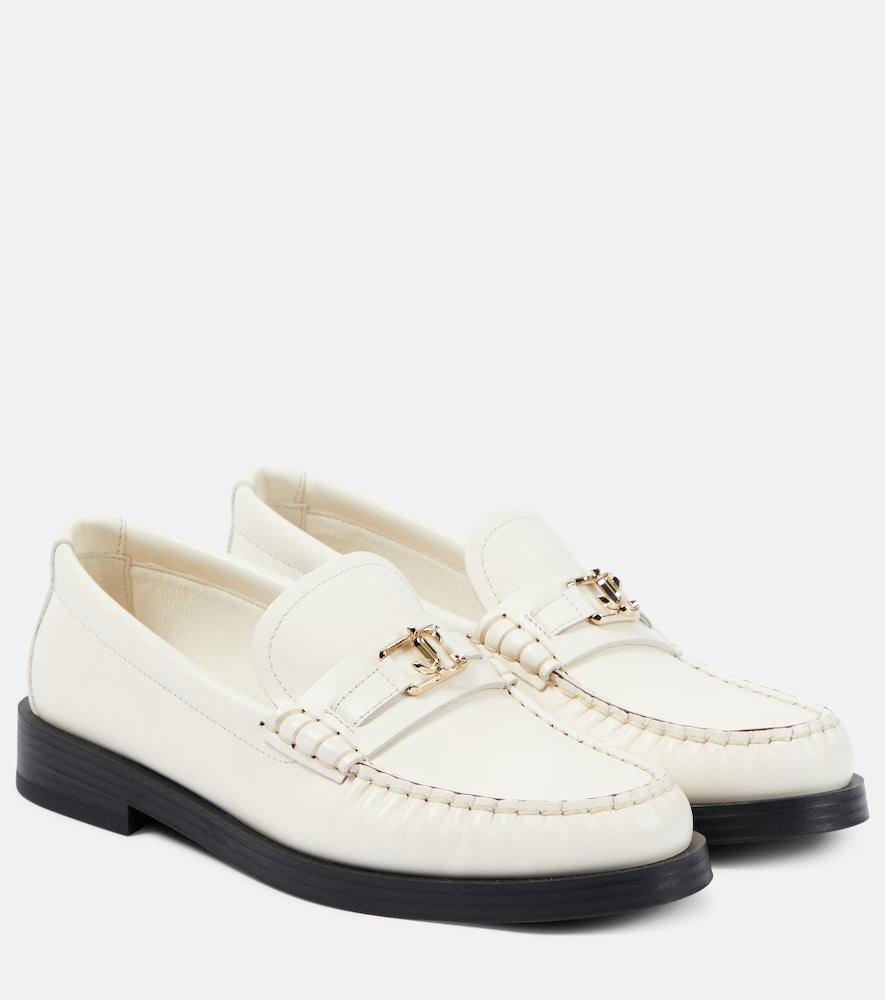 jimmy choo addie logo leather loafers
