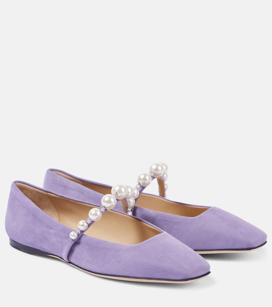 jimmy choo ade embellished suede ballet flats