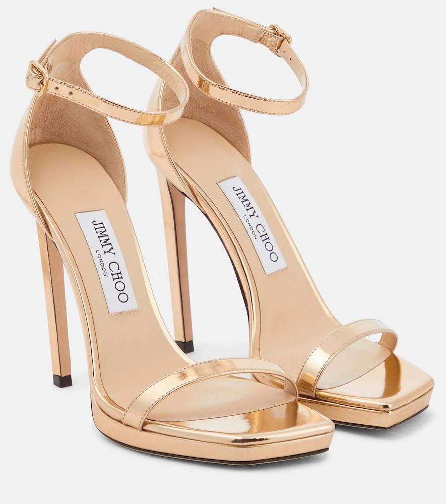 jimmy choo alva metallic leather sandals