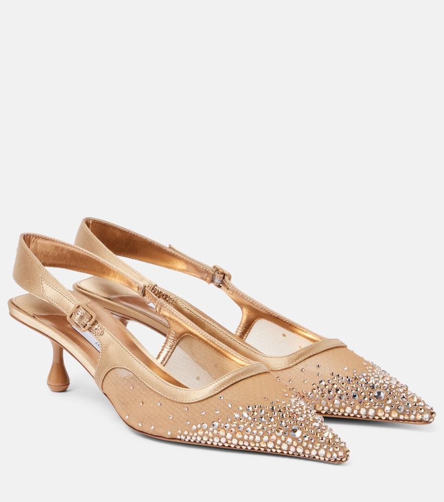 jimmy choo amel 50 embellished mesh slingback pumps