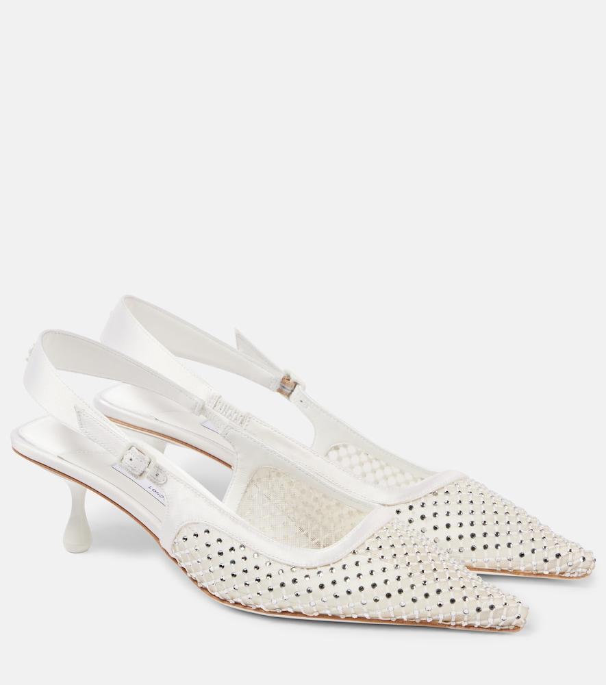 jimmy choo amel 50 embellished mesh slingback pumps