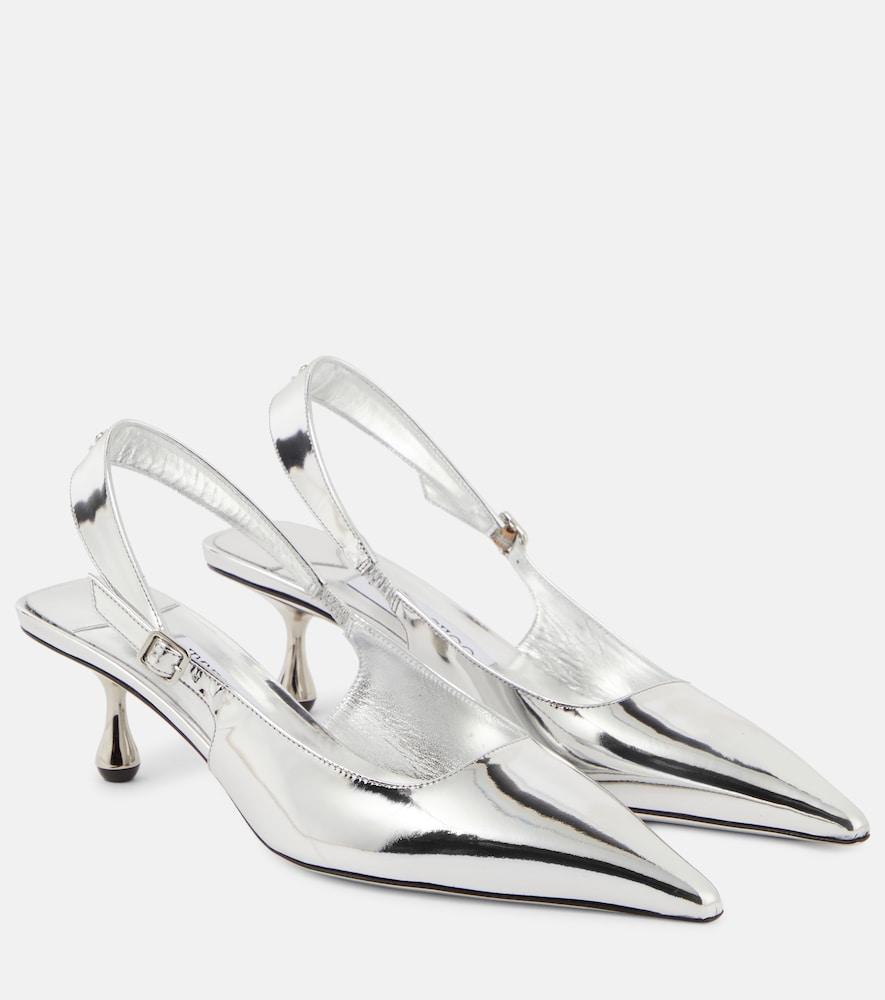 jimmy choo amel metallic leather slingback pumps