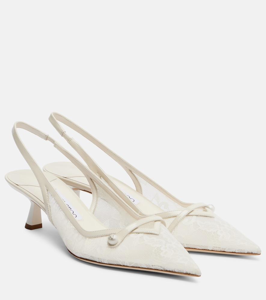 jimmy choo amita 45 lace slingback pumps