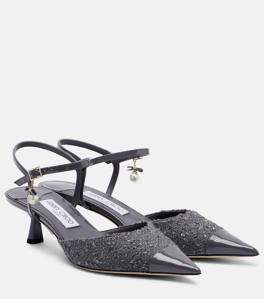 jimmy choo aren tweed and leather slingback pumps
