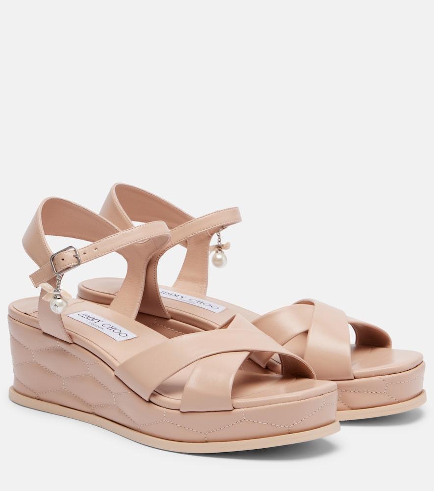 jimmy choo astra 60 leather wedge sandals