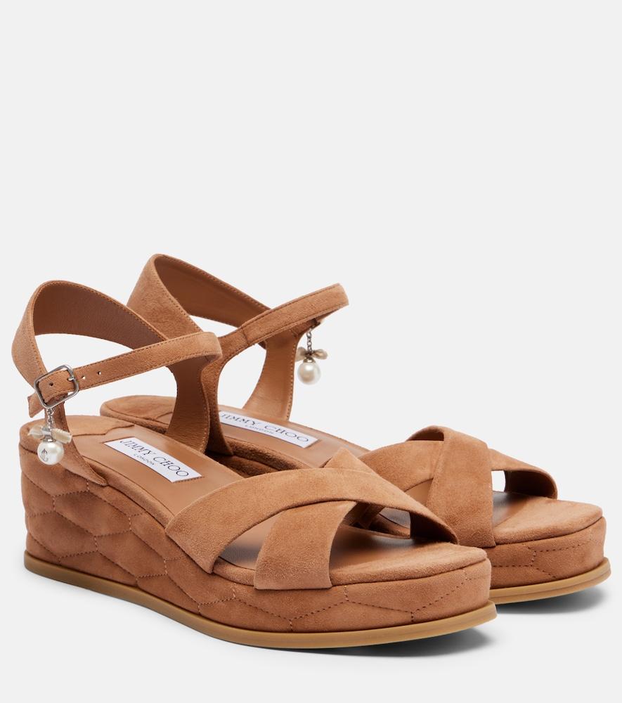 jimmy choo astra 60 suede wedge sandals