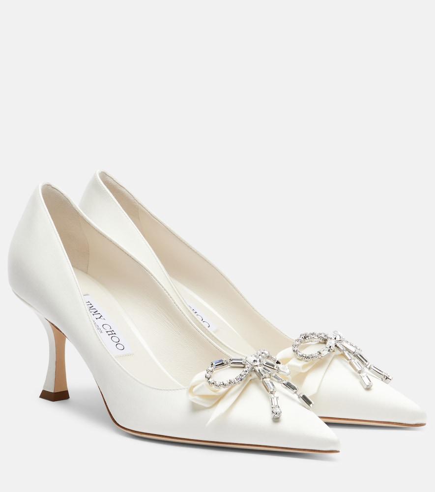 jimmy choo auria 70 embellished satin pumps