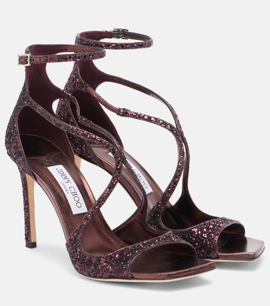 jimmy choo azia 95 glitter sandals