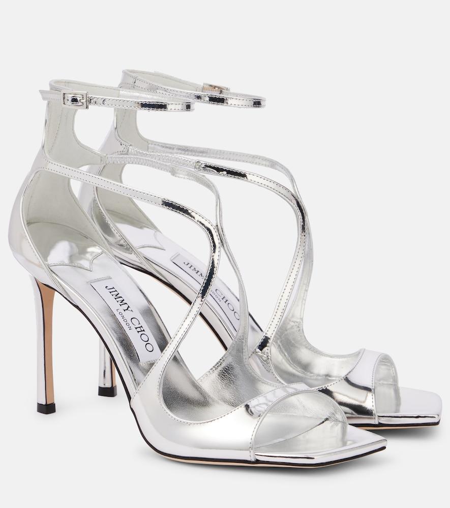 jimmy choo azia 95 metallic leather sandals