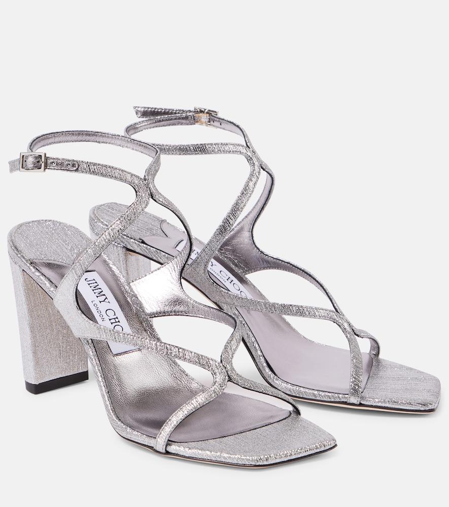 jimmy choo azie 85 metallic leather sandals