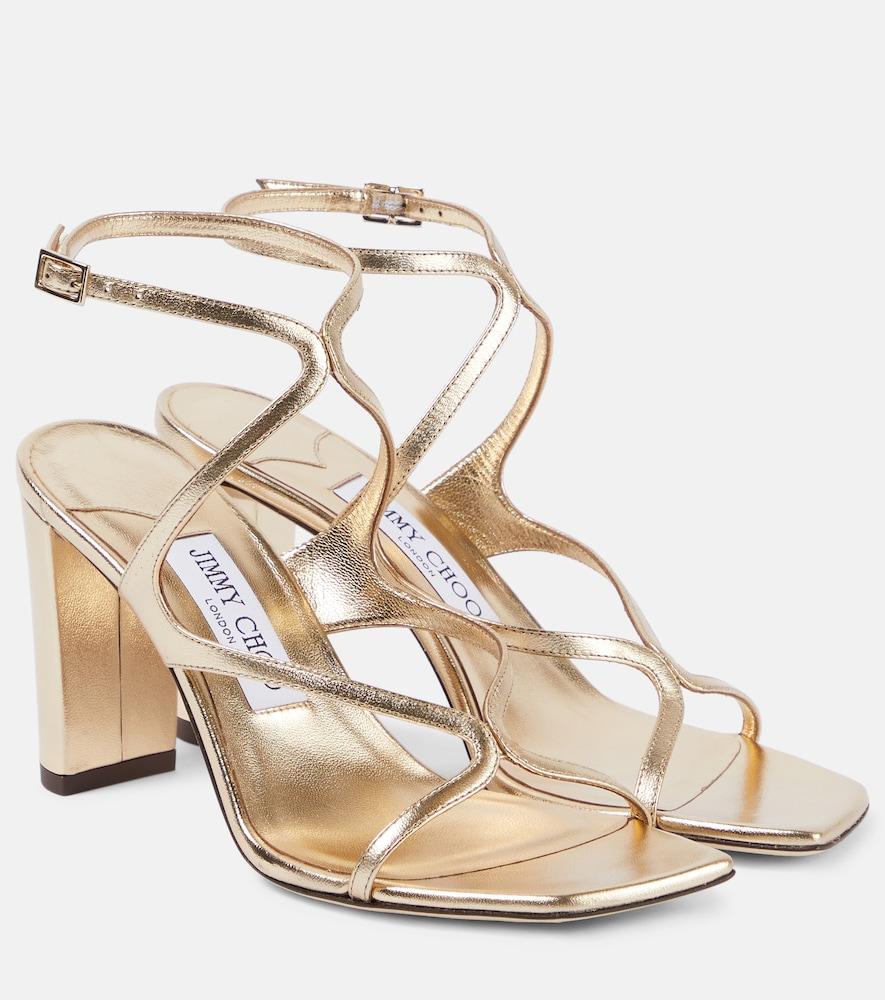 jimmy choo azie 85 metallic leather sandals
