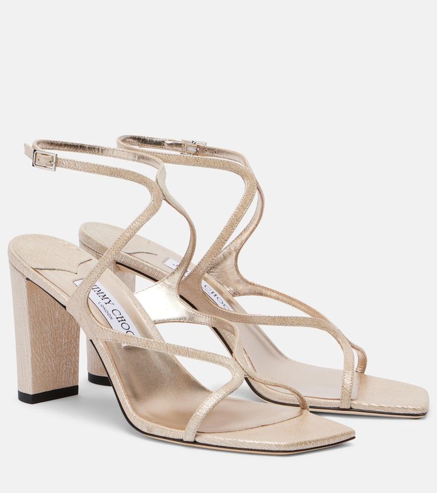 jimmy choo azie 85 metallic leather sandals