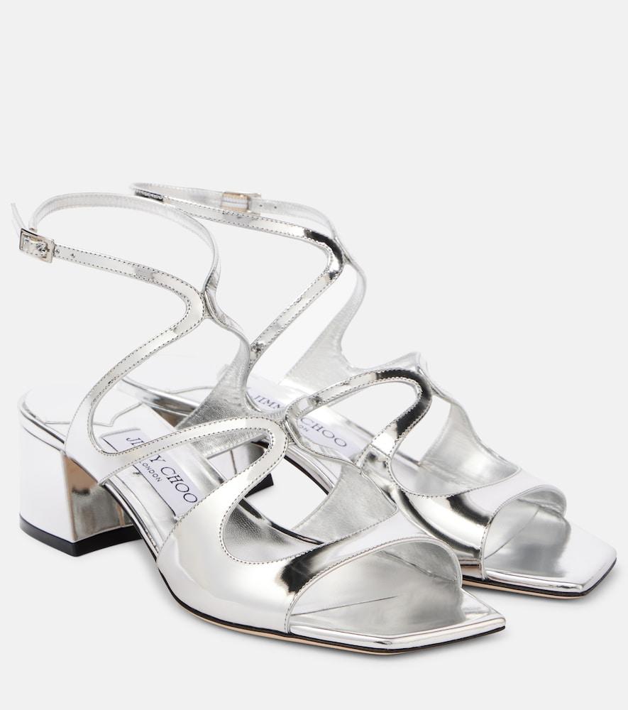 jimmy choo azilia 45 metallic leather sandals