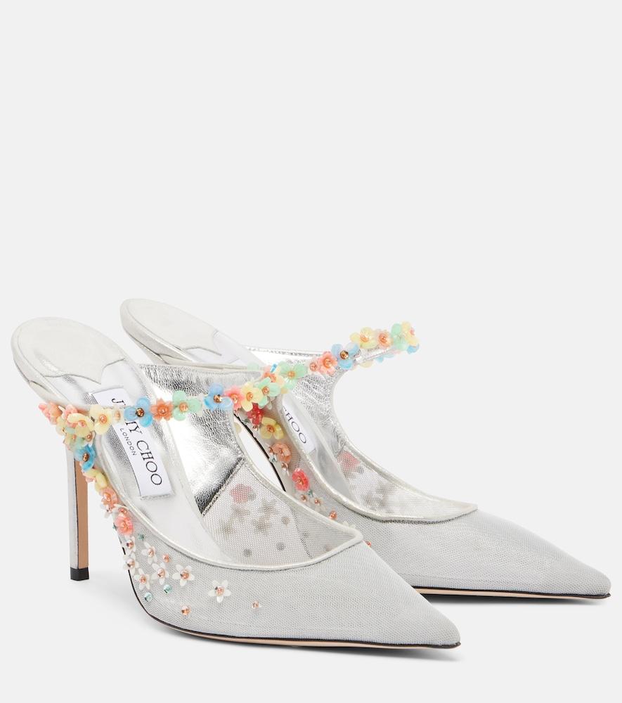 jimmy choo bing daisy 100 embellished mesh mules