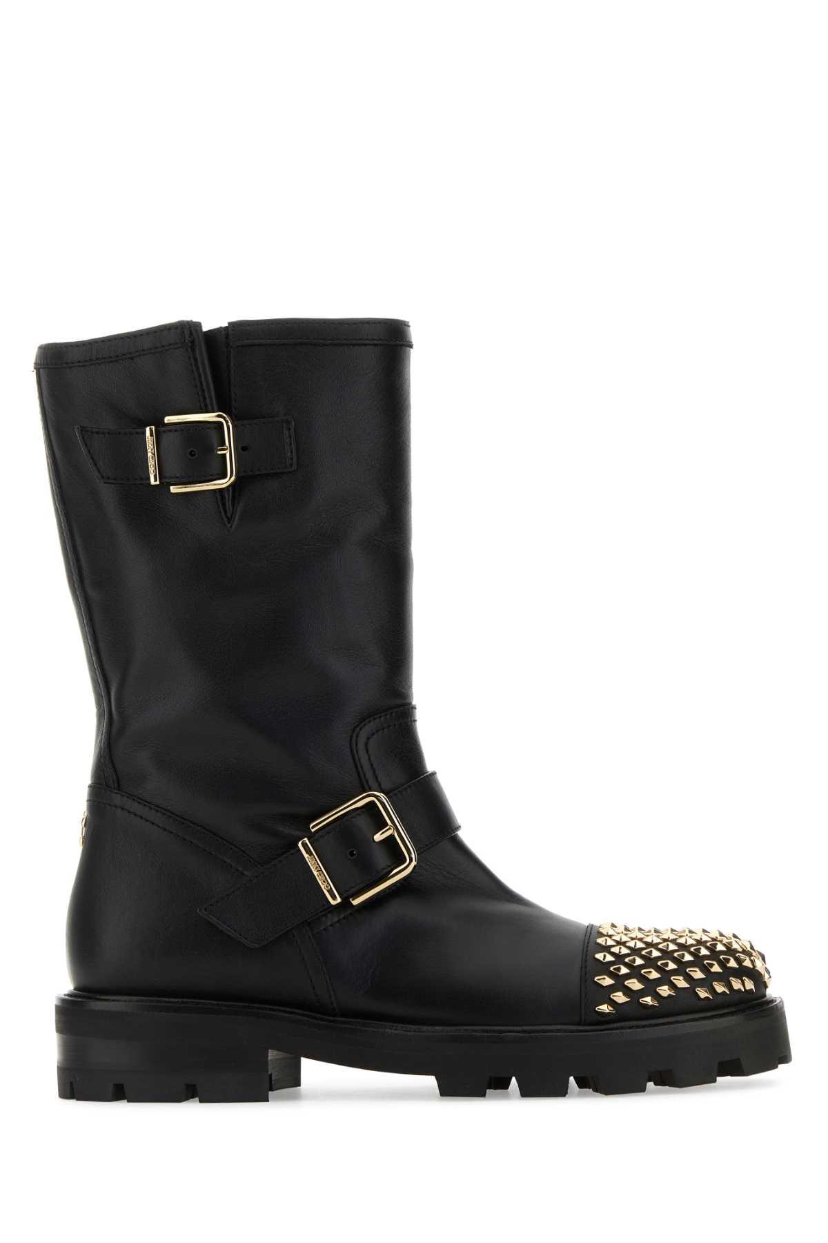 jimmy choo black leather biker ii boots