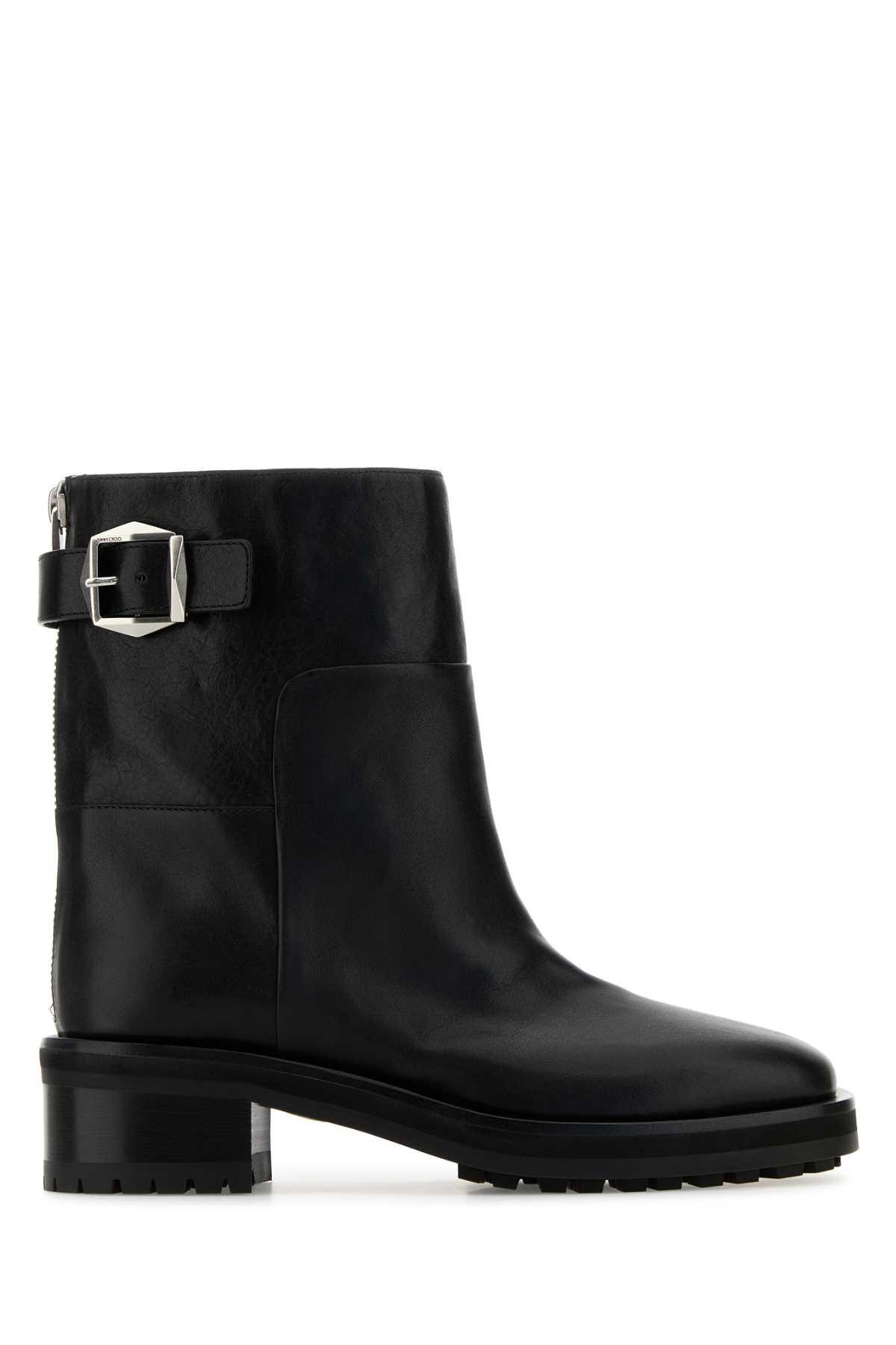 jimmy choo black leather brooklyn ankle boots