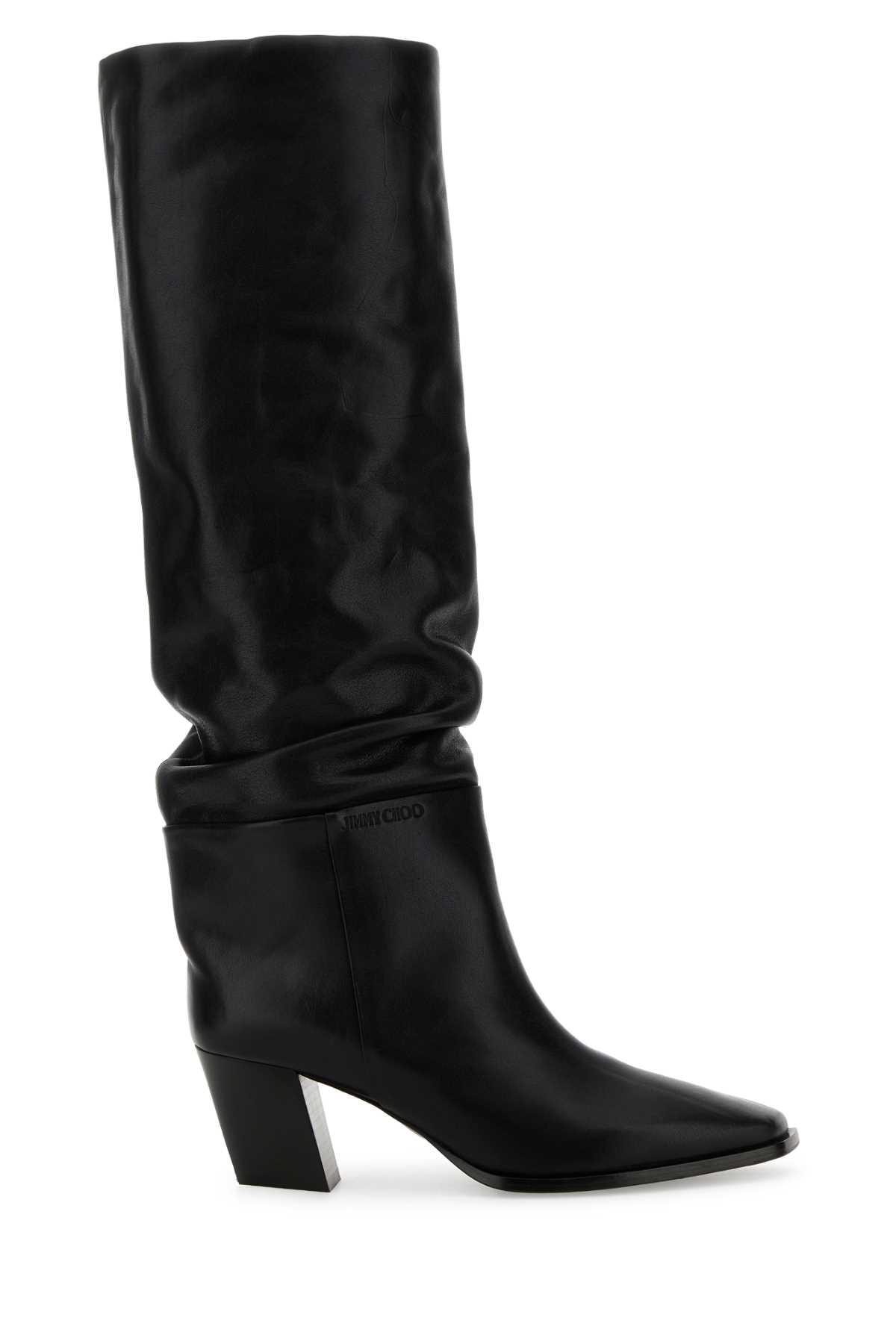 jimmy choo black leather hart 60 boots