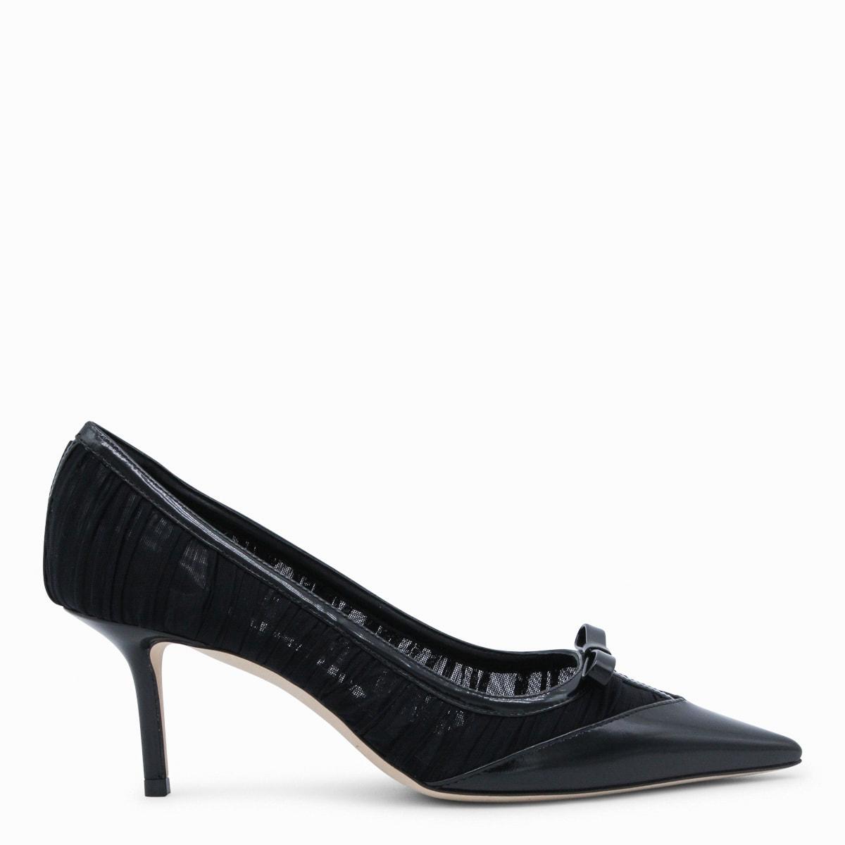 jimmy choo black leather love mesh pumps