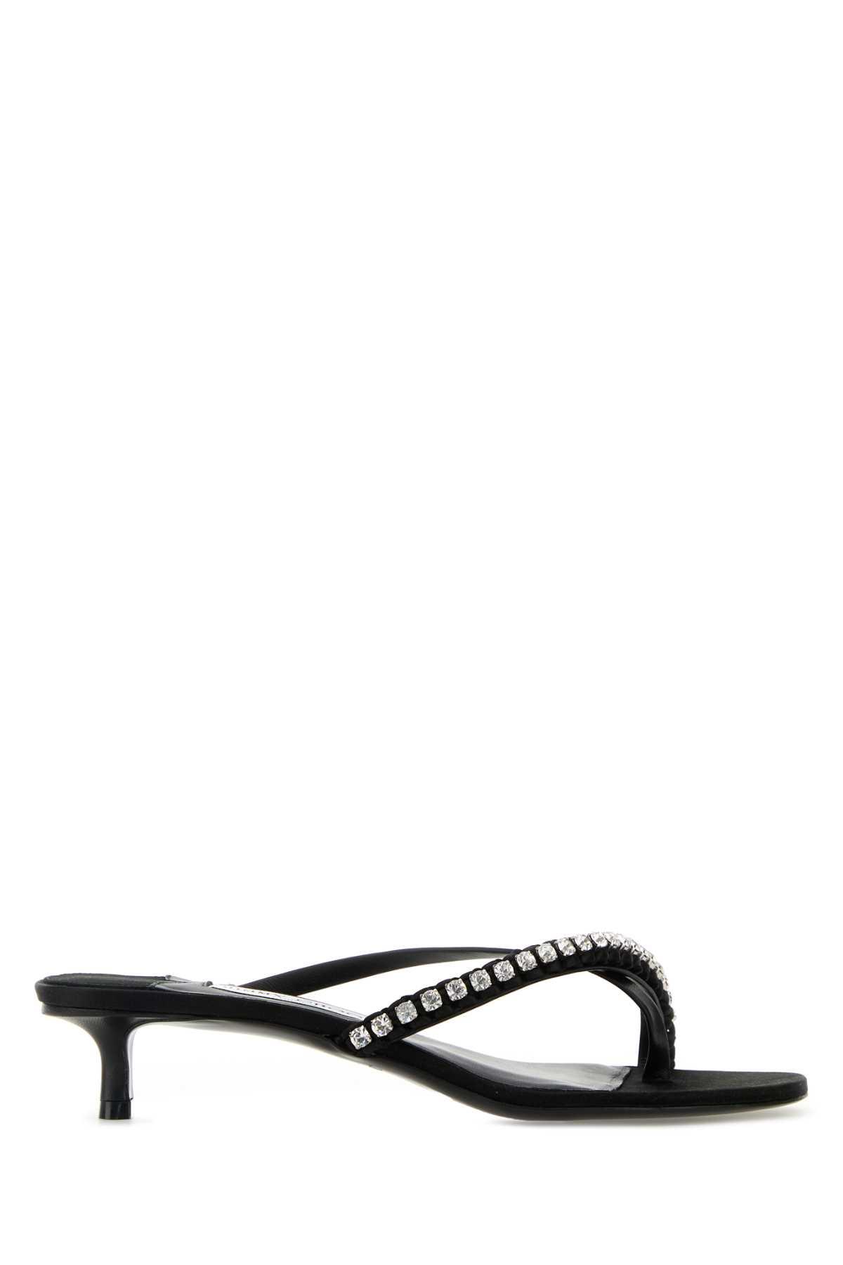 jimmy choo black nappa leather and satin dila 35 mules