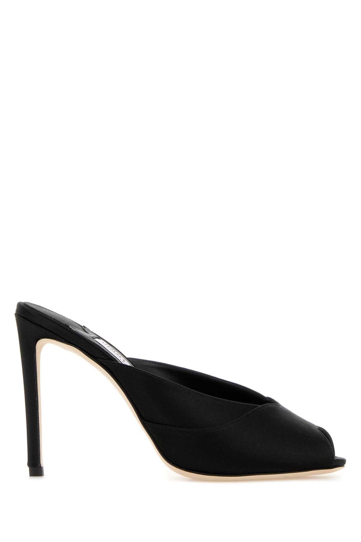 jimmy choo black satin brigitte mules