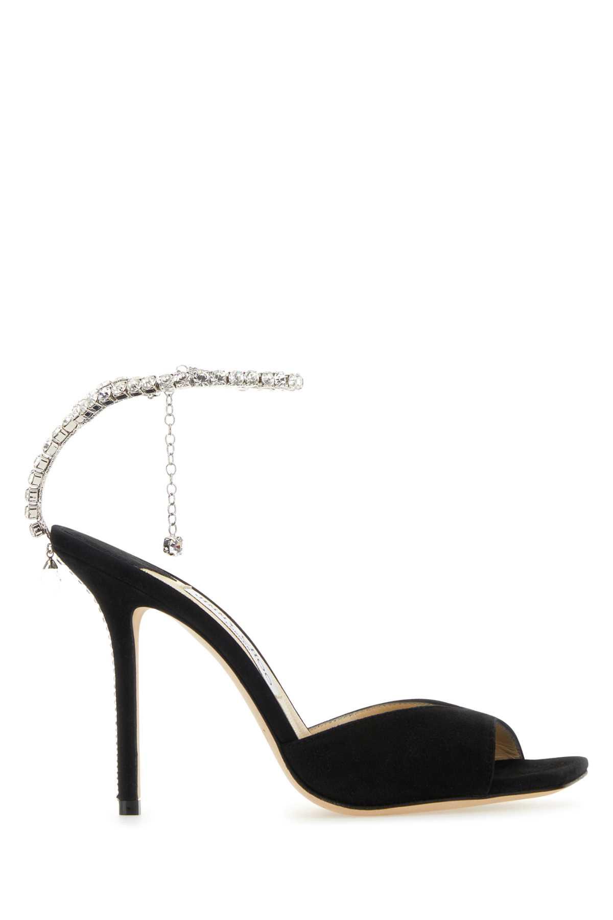 jimmy choo black suede saeda 100 sandals