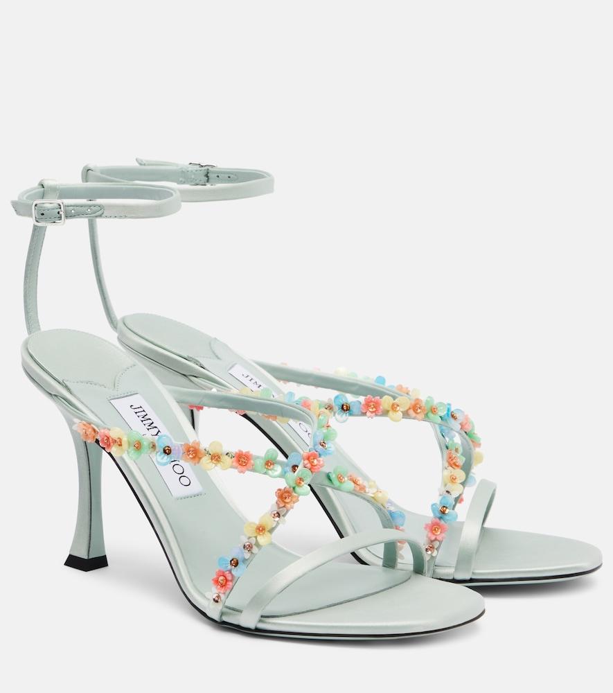 jimmy choo blanche 90 floral satin sandals