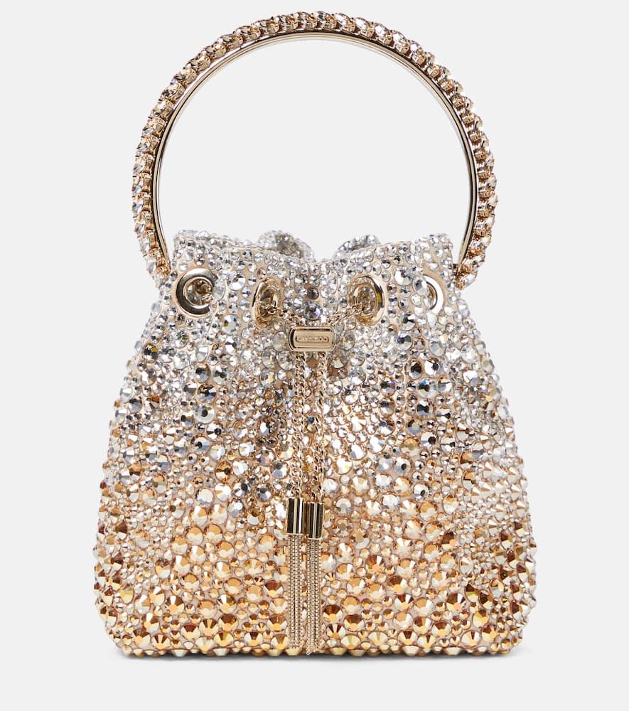 jimmy choo bon bon embellished bucket bag