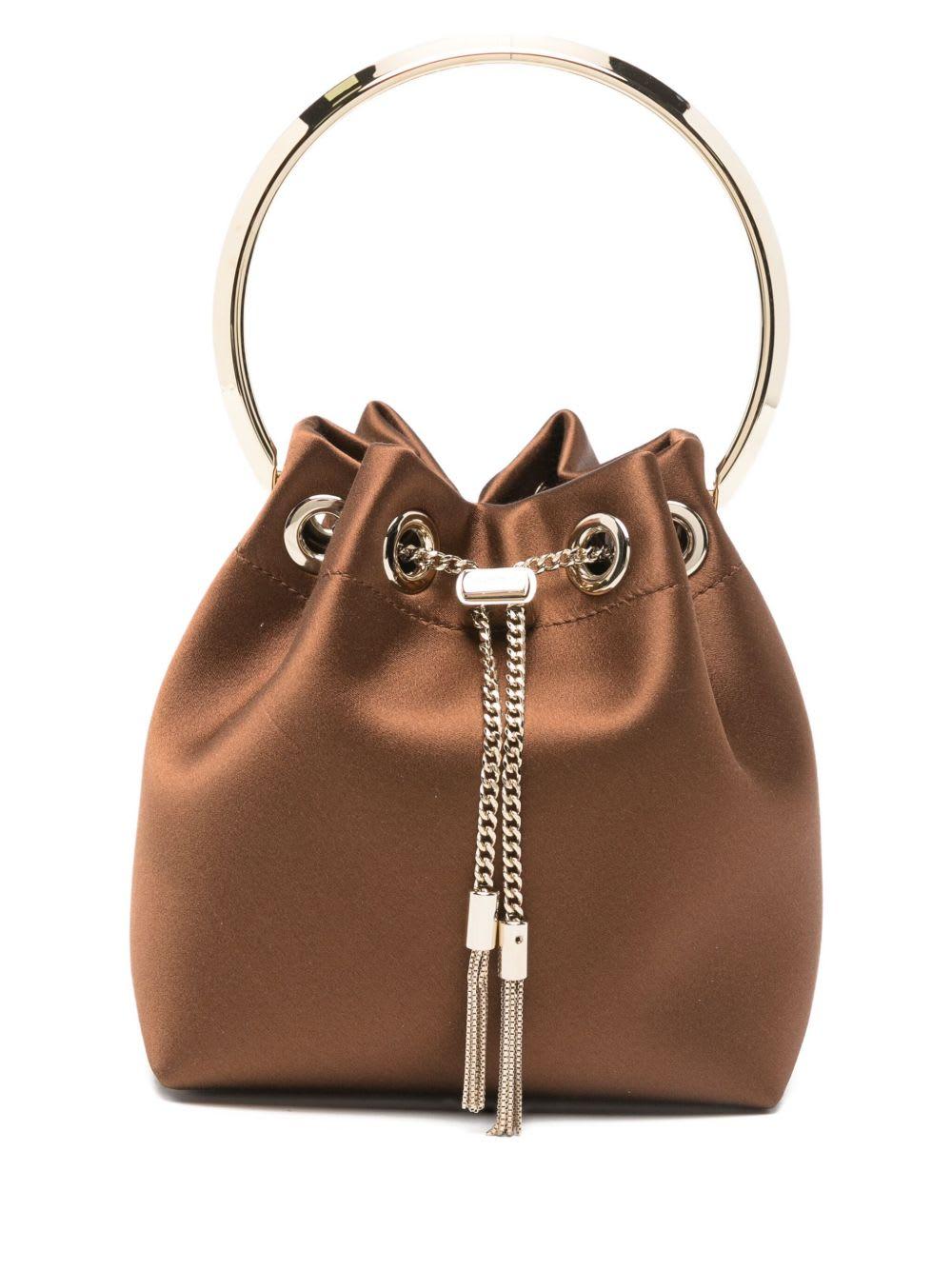 jimmy choo bon bon leather bucket bag