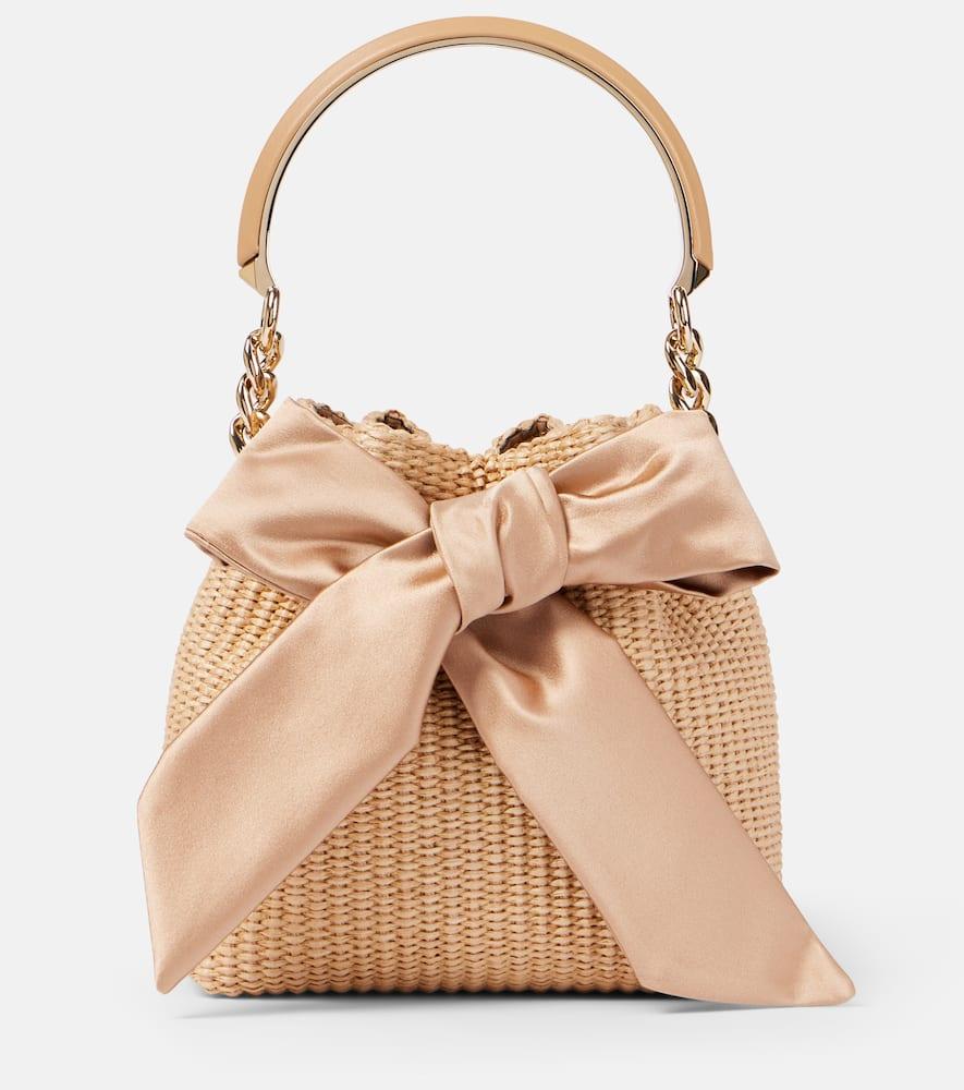 jimmy choo bon bon raffia bucket bag