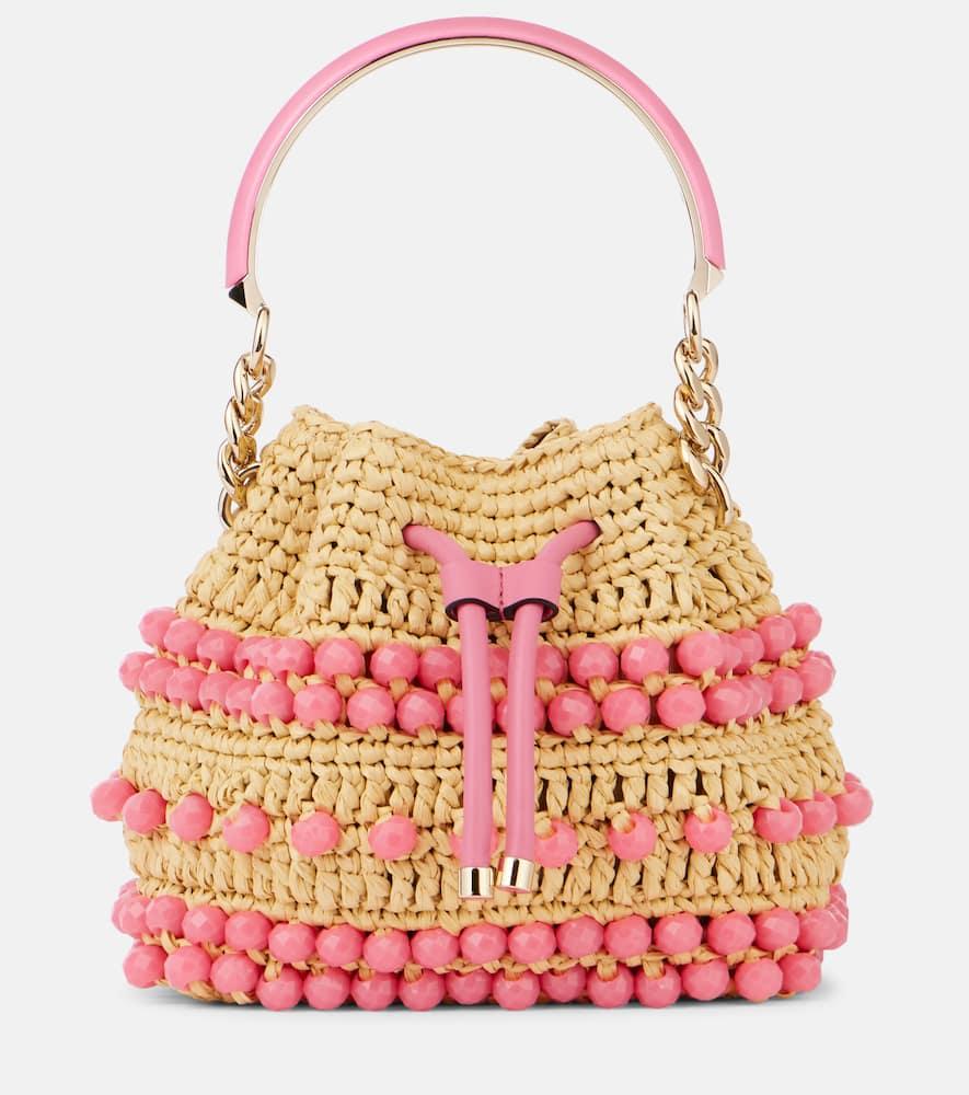 jimmy choo bon bon small beaded bucket bag