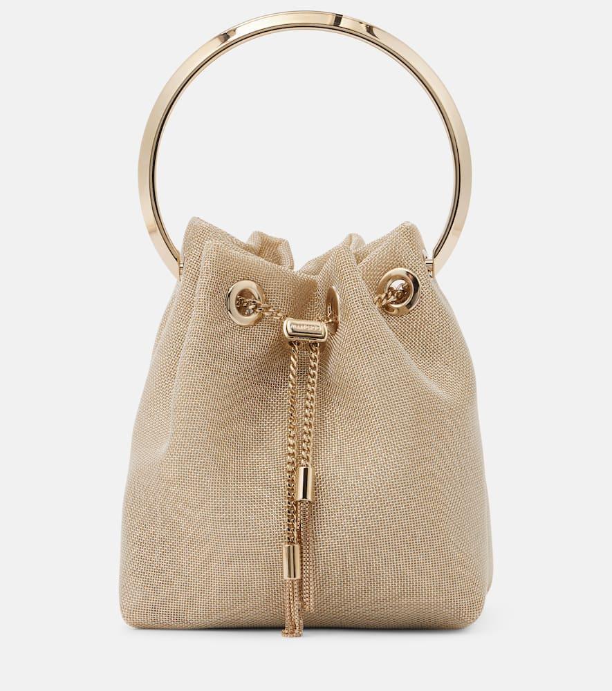 jimmy choo bon bon small mesh bucket bag