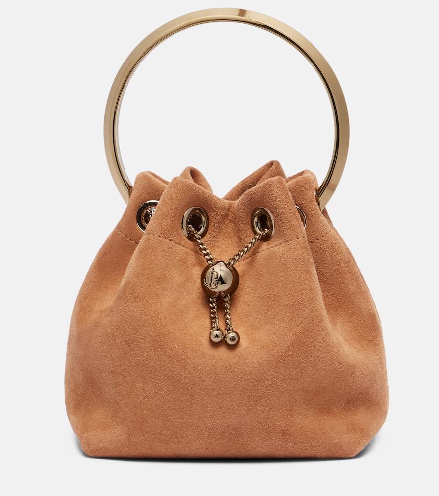 jimmy choo bon bon small suede bucket bag
