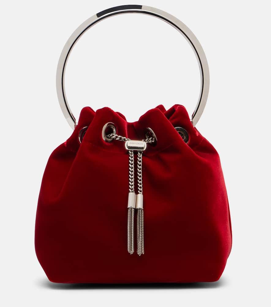jimmy choo bon bon velvet bucket bag