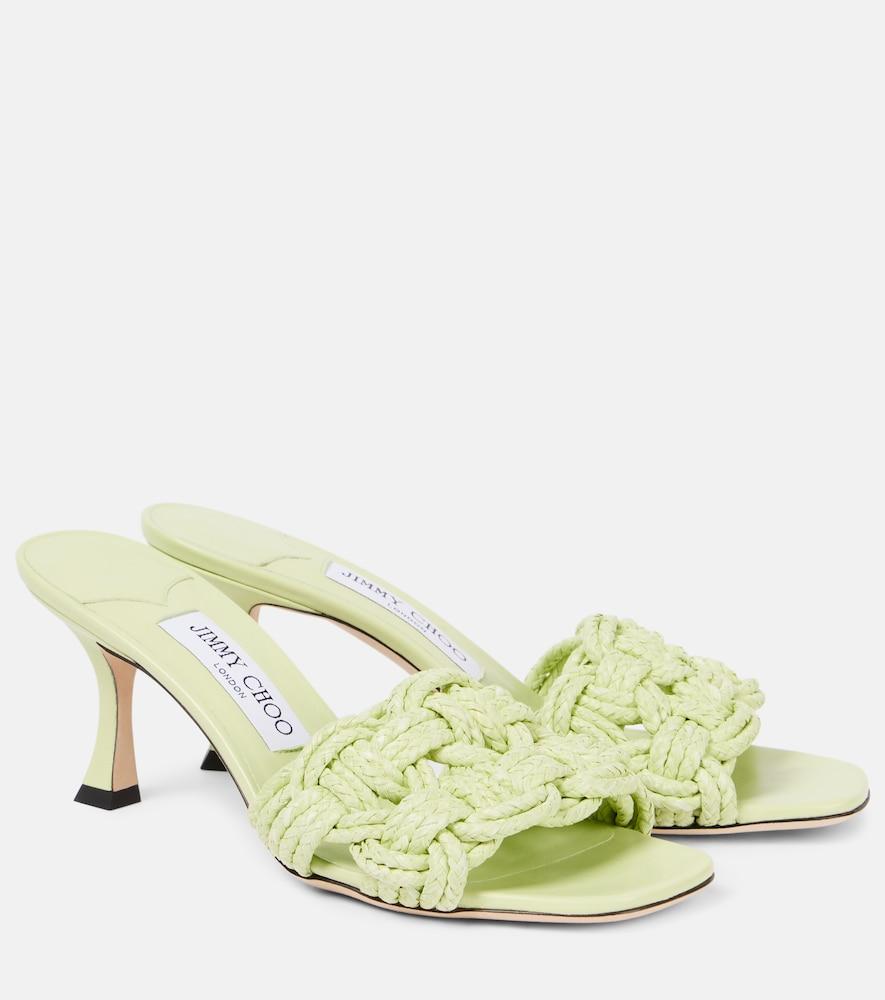 jimmy choo chara 70 woven raffia mules