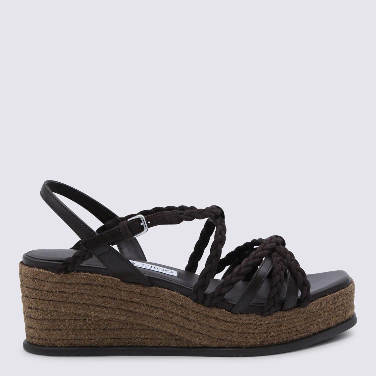 jimmy choo chocolate leather espadrillas