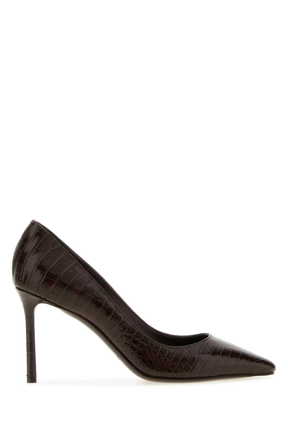 jimmy choo chocolate leather romy 85 pumps