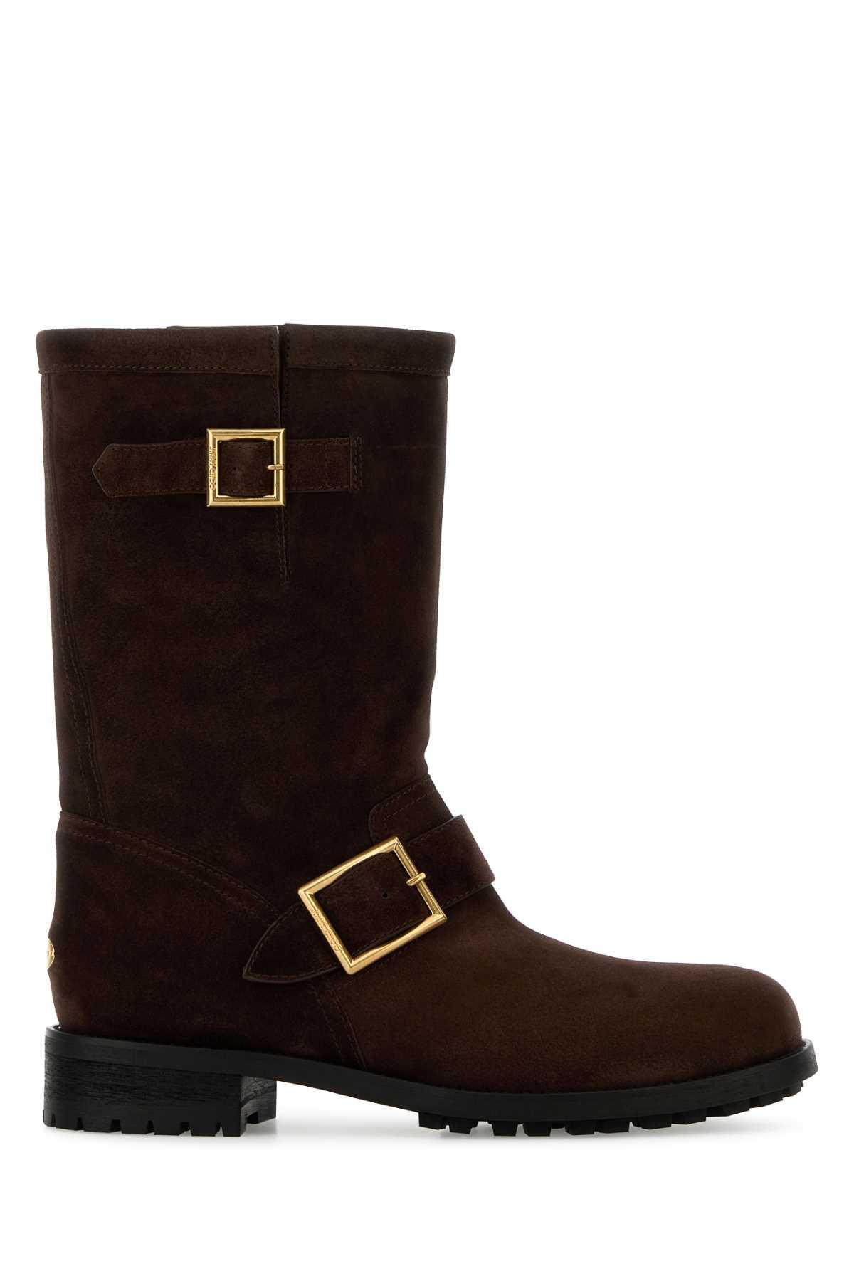 jimmy choo chocolate suede biker ankle boots