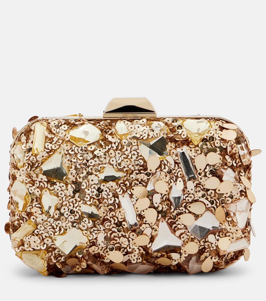 jimmy choo cloud embellished clutch