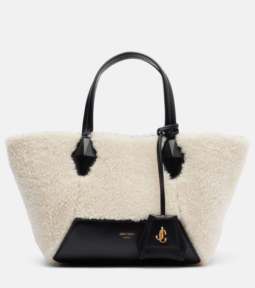 jimmy choo diamond small shearling tote bag