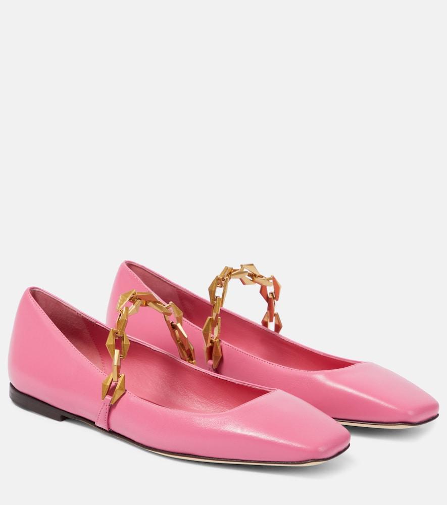 jimmy choo diamond tilda leather ballet flats