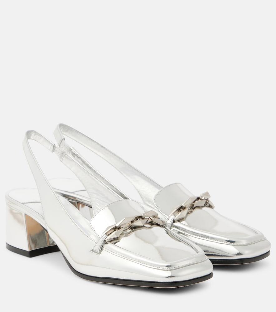 jimmy choo diamond tilda metallic leather slingback pumps