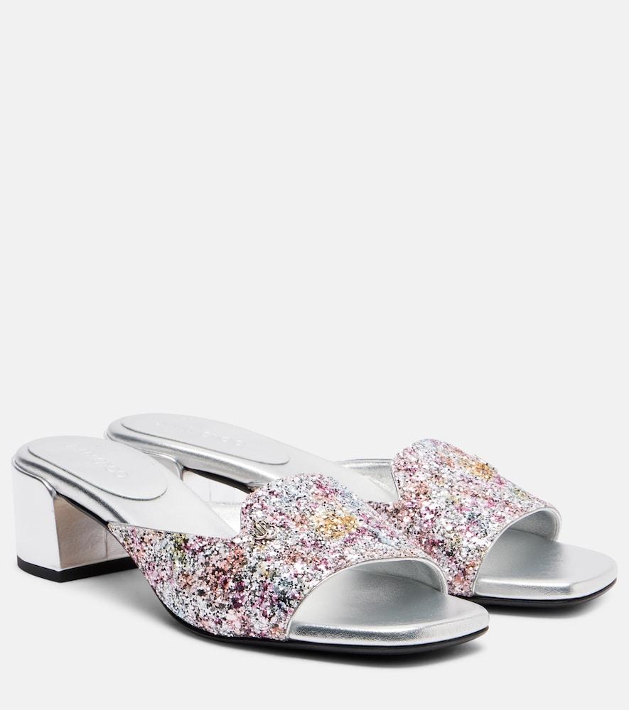 jimmy choo dina 45 glitter mules