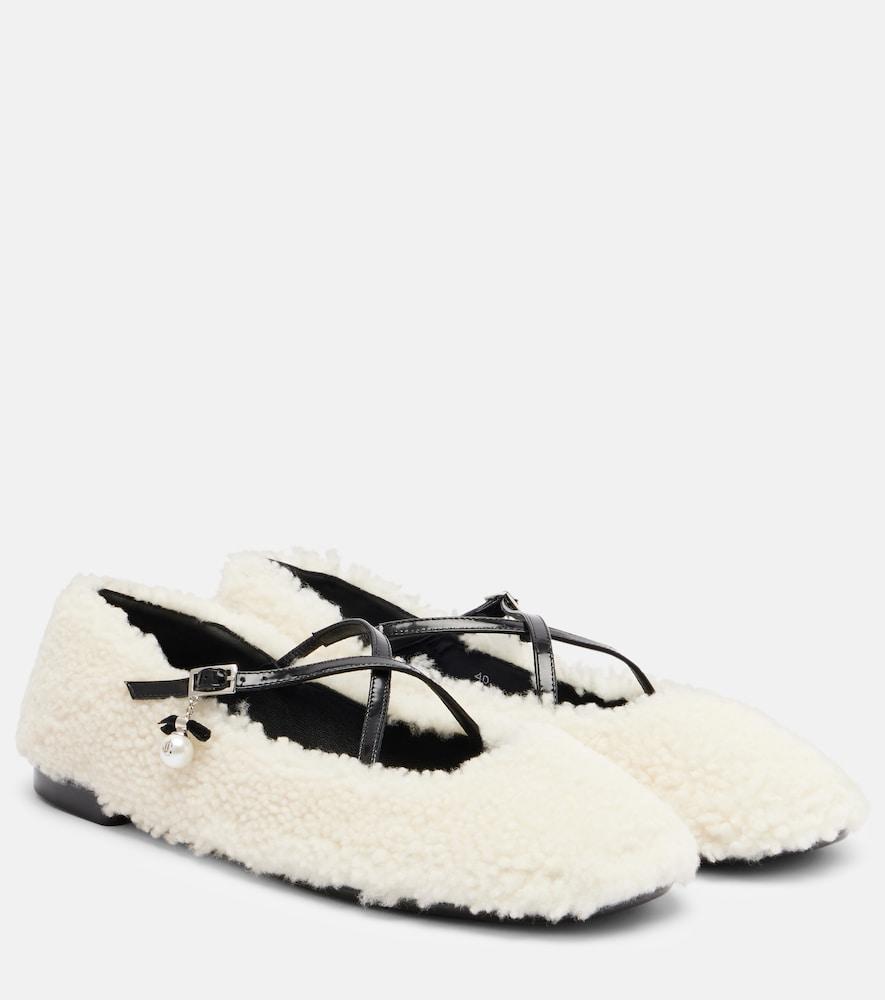 jimmy choo eleri shearling ballet flats