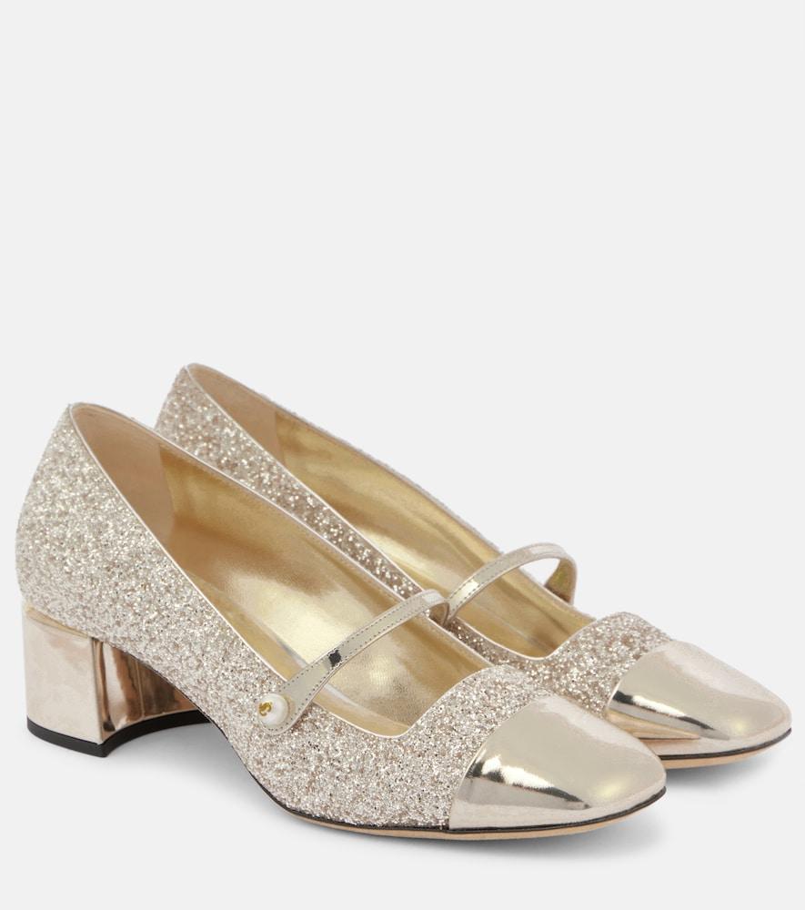 jimmy choo elisa 45 glitter and leather pumps