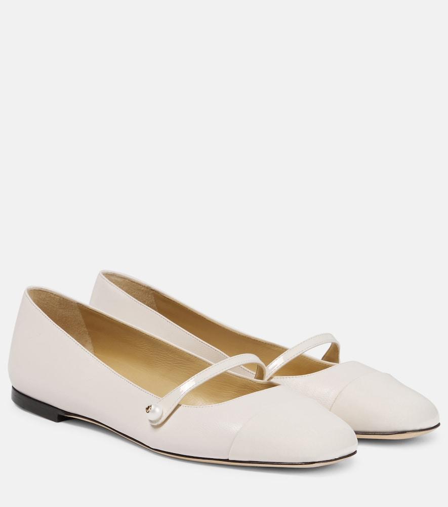 jimmy choo elisa embellished leather ballet flats